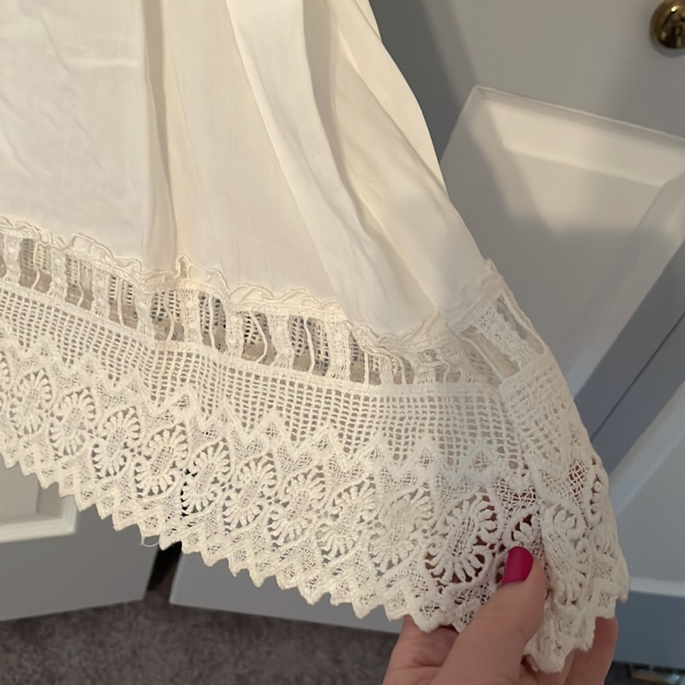 NWT Nu New York bohemian white midi dress with lace cutout trim - Picture 3 of 10